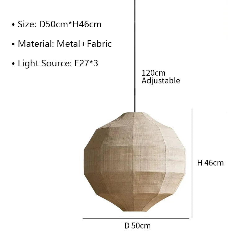 Japanese Wabi Sabi Fabric E27 Pendant Light Living Dining Room Bar Led Droplight Lighting Home Decor Bedroom Lustre Hanging Lamp