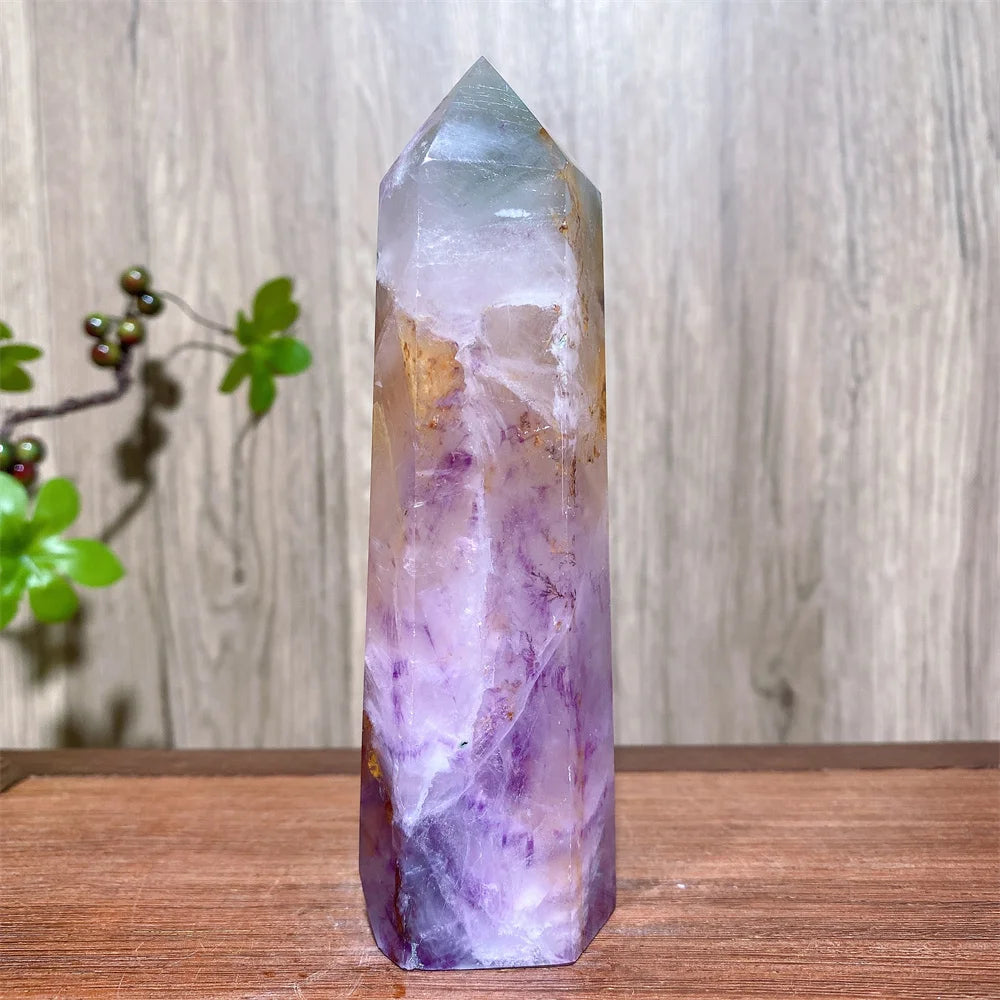 Unique Large Natural Colourful Fluorite Tower Crystal Wand Reiki Healing Mineral Stones Crafts Home Decor Christmas Gifts