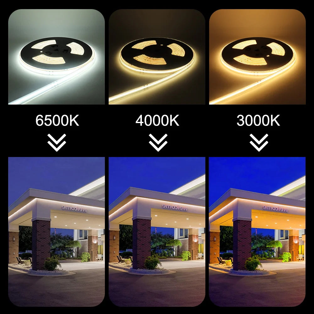 IP67 COB LED Strip AC 110V 120V 130V 220V 230V 240V Super Bright FOB COB LED Tape Ribbon Lights 10m 20m 30m 50m for Home Decor