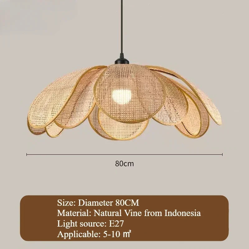 2025 Wabi Sabi Pendant Light Rattan Petal Woven Ceiling Chandelier Home Decor For Bedroom Living Room Dining Table Led Hanging L