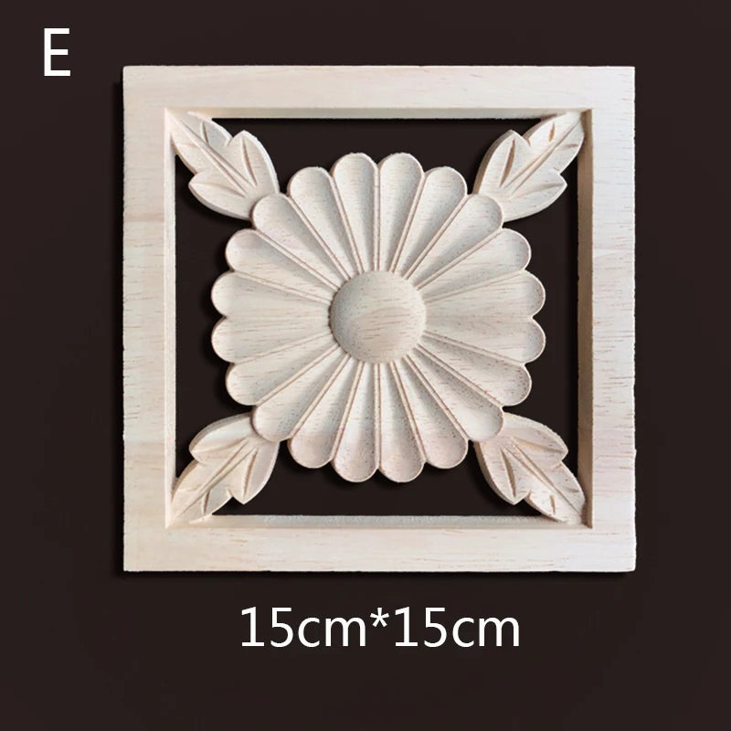 Wood Carving Onlays Appliques Decoration for Home Wood Decals for Furniture Wood Flower Crafting Wood Floral Home Decor Items
