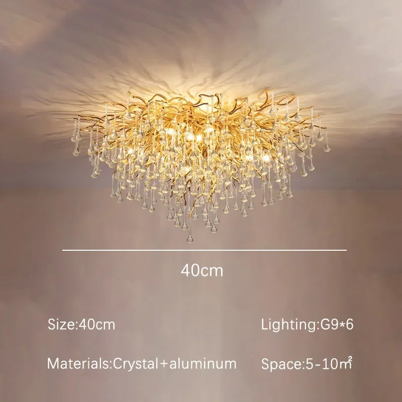 Luxury Gold Crystal Chandelier Modern Gold Ceiling Light for Dining Room Living Room Lobby Kitchen Home Decor