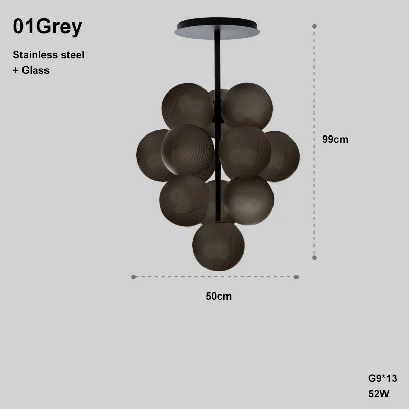 Simple Design Grape Lamp Series Personality Home Decor Elegant Creative Ripple Ball Lights Ceiling Chandelier For Living Room