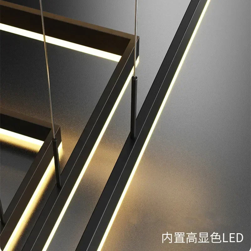 Modern Led Square chandelier Bedroom Table Dining Living Room Kitchen Island Dimmable Pendant lamp Home Decor Lusters Fixture