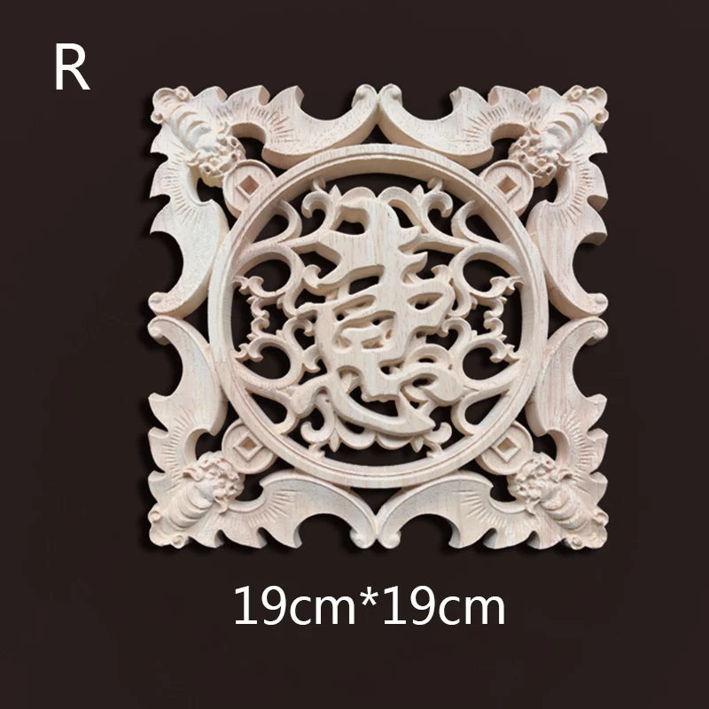 Wood Carving Onlays Appliques Decoration for Home Wood Decals for Furniture Wood Flower Crafting Wood Floral Home Decor Items