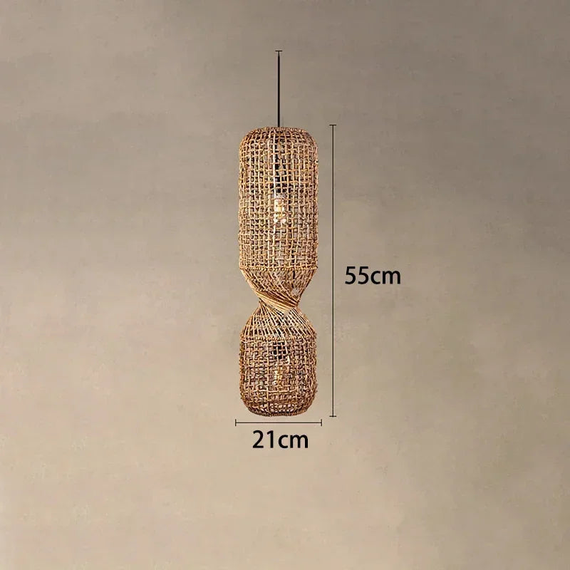 Japanese Wabi Sabi Retro Rattan Pendant Lamp Zen Tea Room Homestay Hotel Restaurant Bar Counter Chandelier Home Decor Lighting