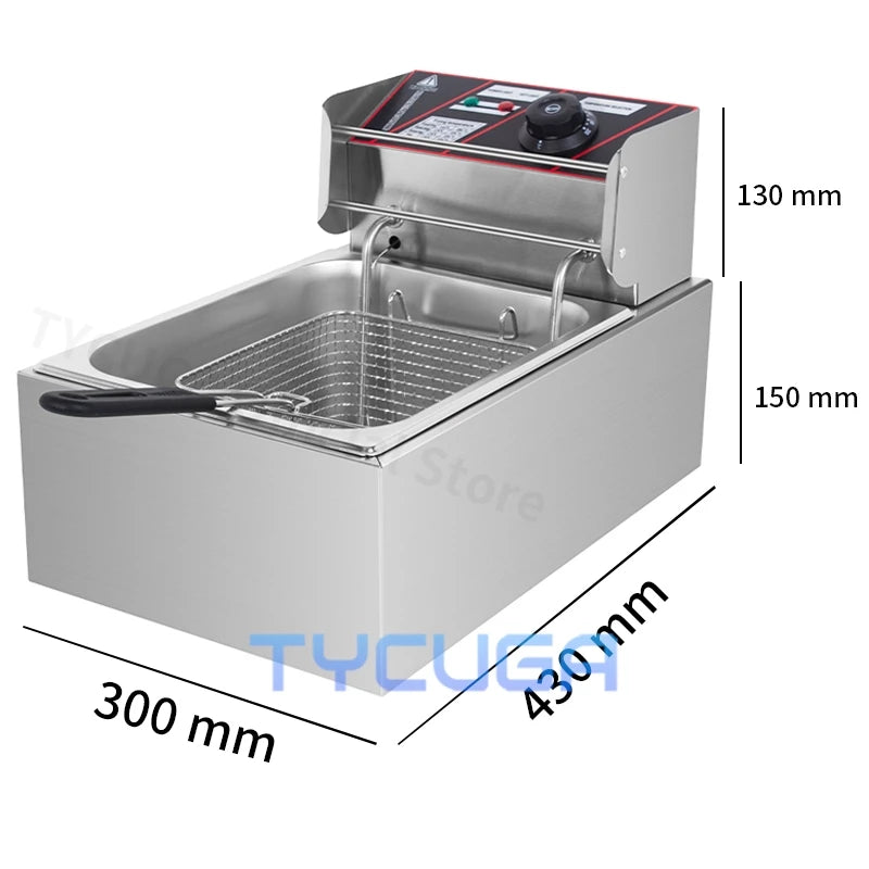 6L Commercial Electric Fryer Stainless Steel Deep Fryer French Fries Chicken Fast-Heating Snack Fried Machine 220V/110V 2500W