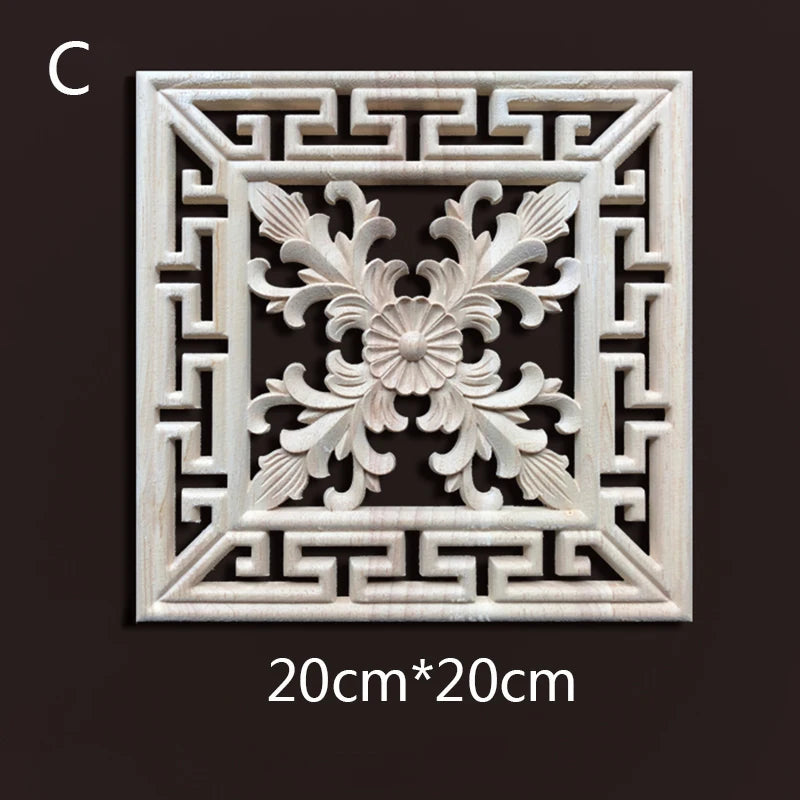 Wood Carving Onlays Appliques Decoration for Home Wood Decals for Furniture Wood Flower Crafting Wood Floral Home Decor Items