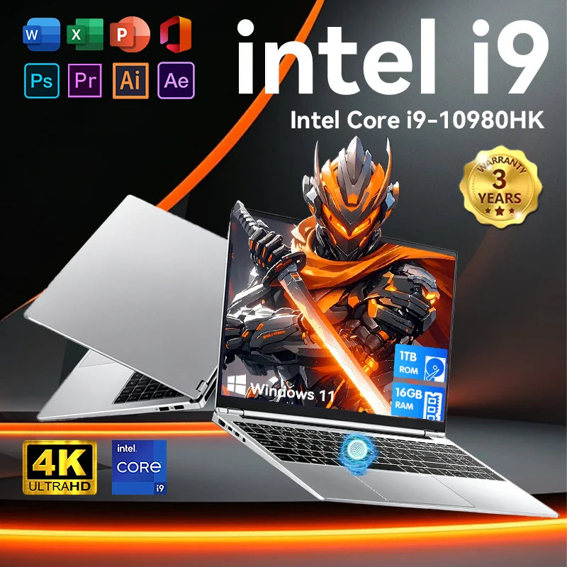 2026 Windows 11 Pro 15.6" Laptop Intel Core i9 10980HK 16GB RAM 1TB 2TB SSD Office Gamer Laptops Fingerprint UnIock Notebook PC