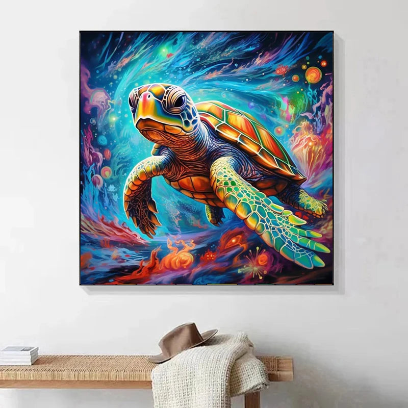 2024 NEW Full Crystal Diamond Painting Dolphin Cross Stitch Kit Turtle Fairy Dust Diamond Mosaic Animal Rhinestones Home Decor