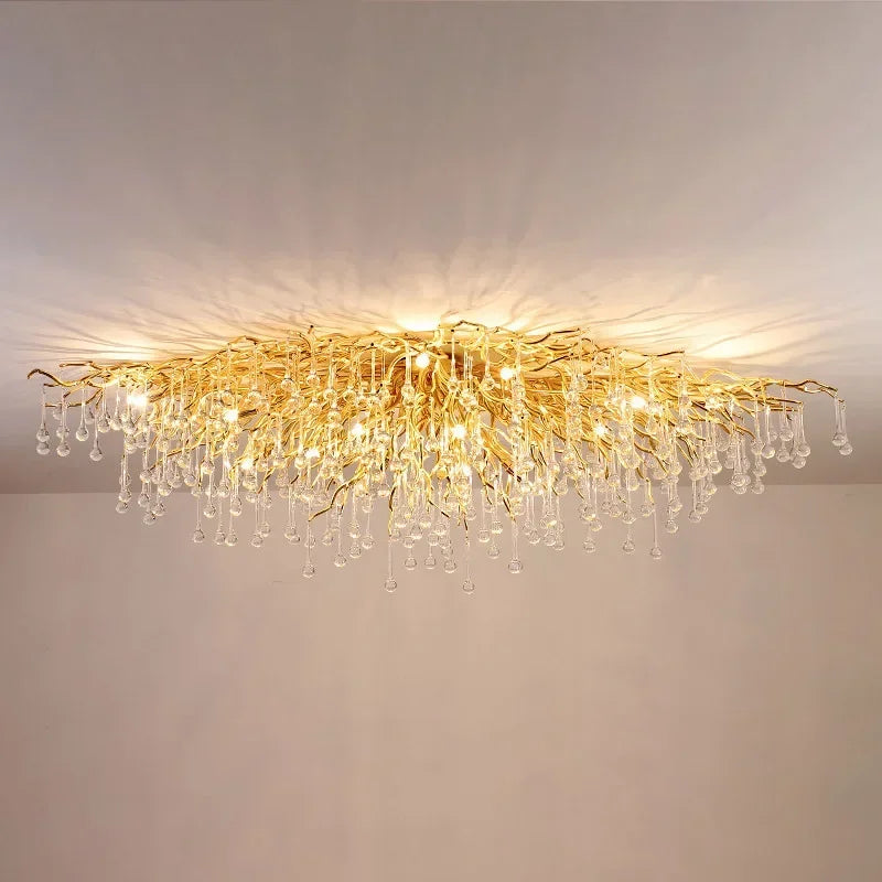 Luxury Gold Crystal Chandelier Modern Gold Ceiling Light for Dining Room Living Room Lobby Kitchen Home Decor