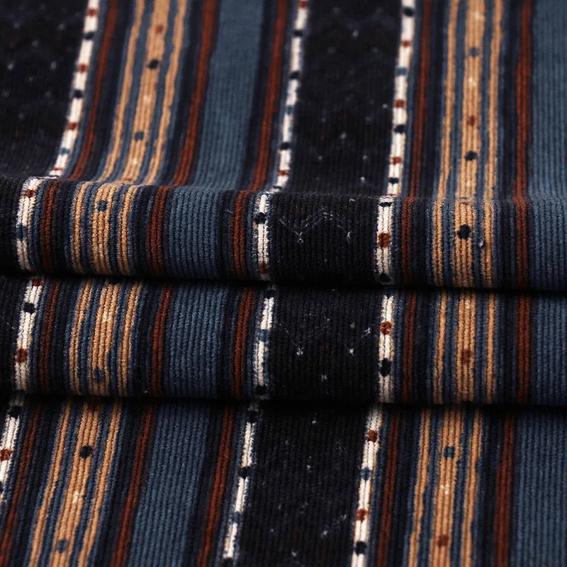 Corduroy Stripe Printed Fabric-Polyester for Women's Dresses Home Decor & DIY Quilting Fabric(by Meter)