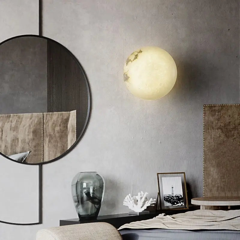 Modern Natural Marble LED Wall Lamp Copper Wall Sconce Living Room Bedroom Aisle Corridor Foyer Hotel Indoor Lighting Home Decor