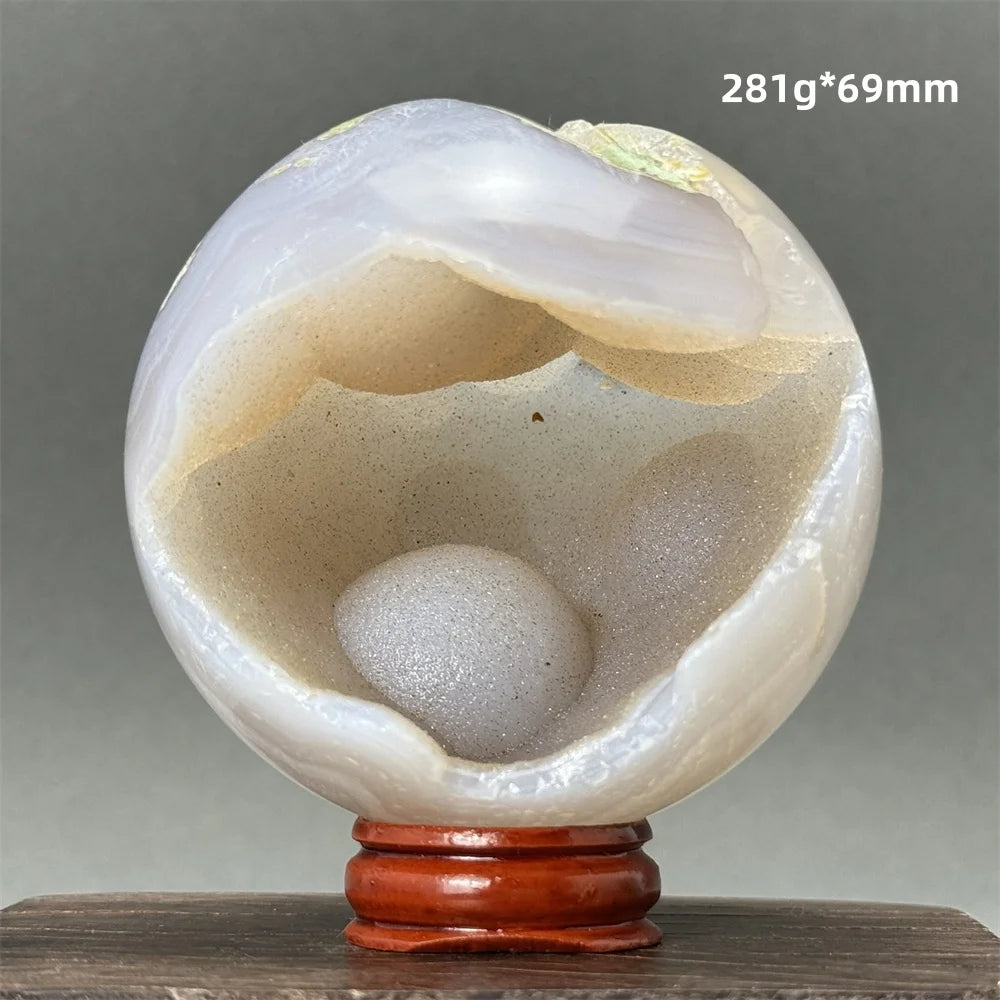 Natural Quartz Crystal Agate Open Mouth Smile Ball Treatment Reiki Witchcraft Meditation Spiritual Energy Home Decor