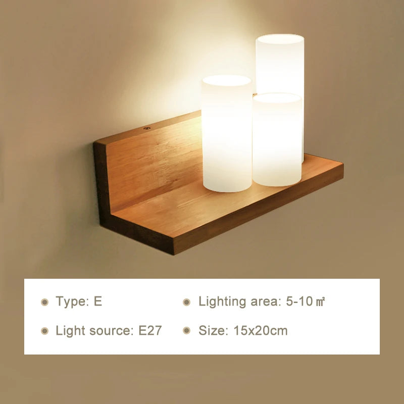 Modern LED Wall Lamps Wooden Lights Bedroom Bedside Stairs Corridor Interior Mounted Lighting Sconce Home Decor Light Fixtures