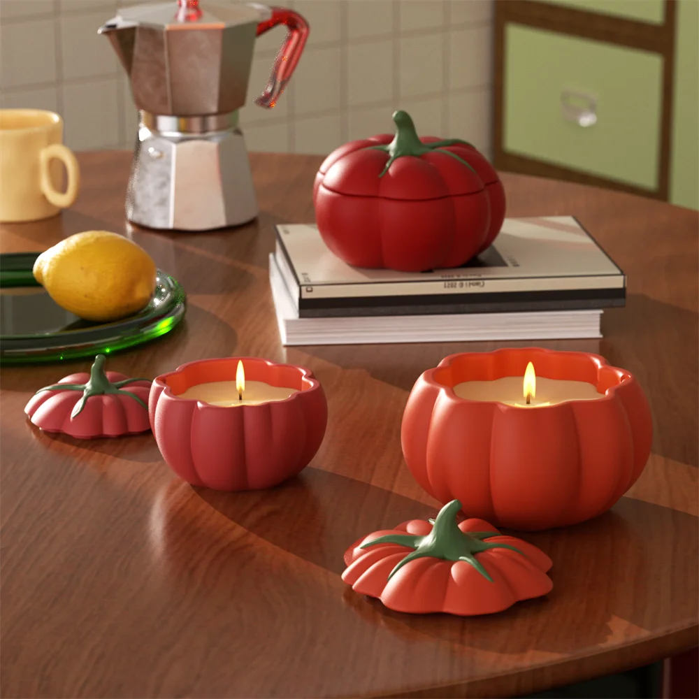 Freshly Picked Tomato Candle Jar Silicone Mould Handmade Candle Vessel Moulds for Concrete Gypsum Jesmonite Home Decor