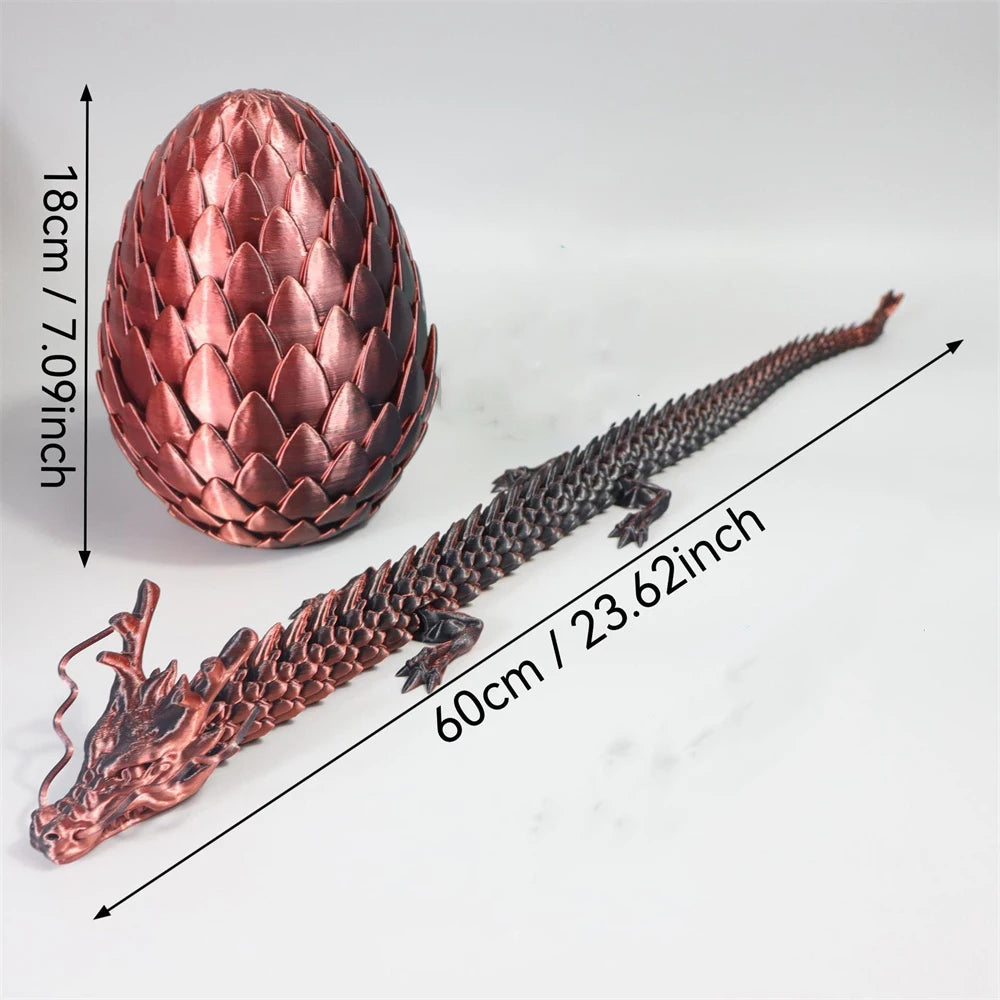 2pcs 3D Printed Huge 18cm Scaled Egg + 60cm Big Dragon, Unique Home Decor Figurines Gift for Parties,Christmas Decorations