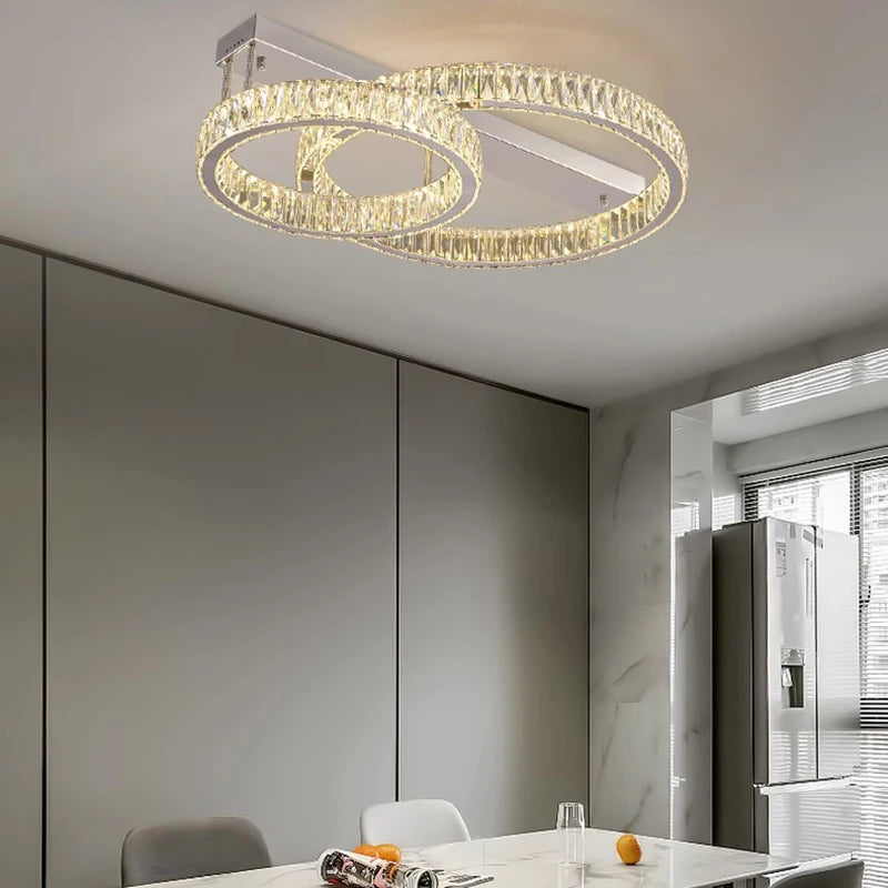 Restaurant Luxury Crystal LED Ceiling Hanging Lamp High-end Living Room Villa Lobby Pendant Light Home Decor Lamp Factory Outlet