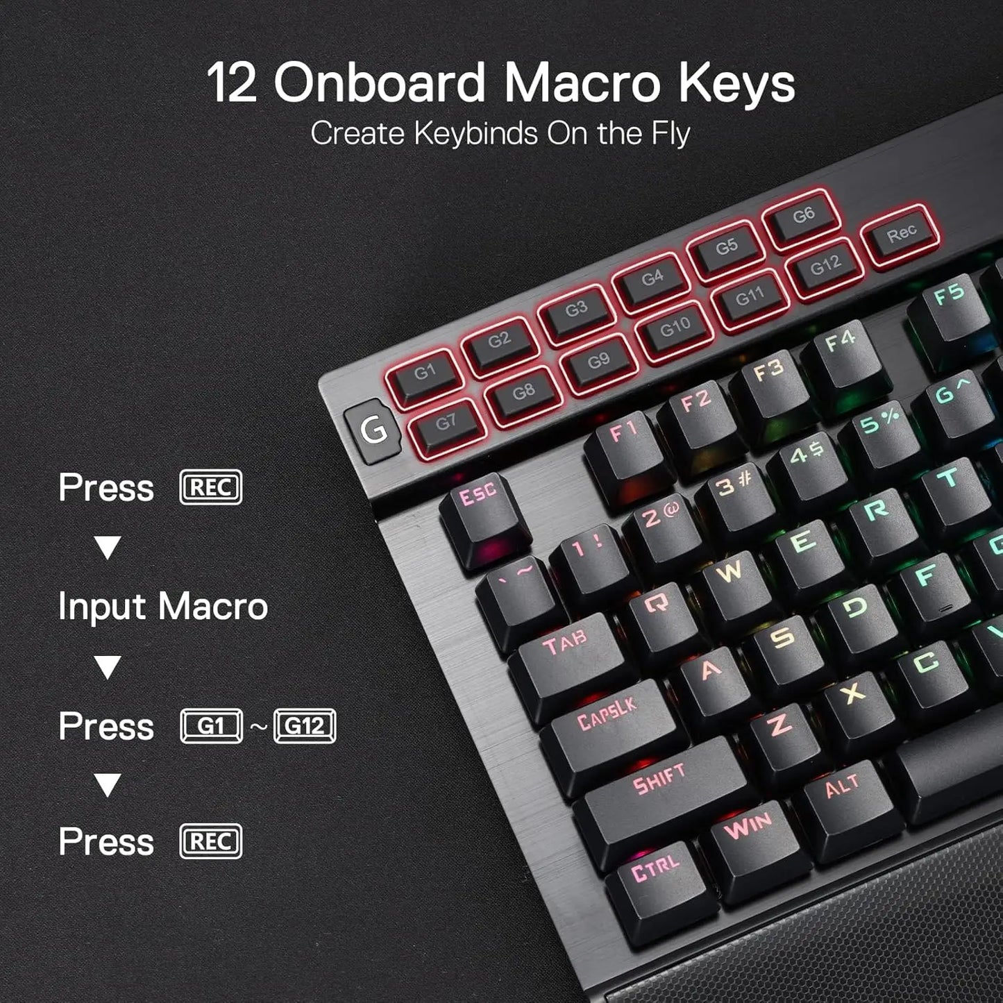 Redragon K550 RGB Gaming 104 Keys + 12 Macro G Keys Wired Mechanical & Wrist Rest Keyboard