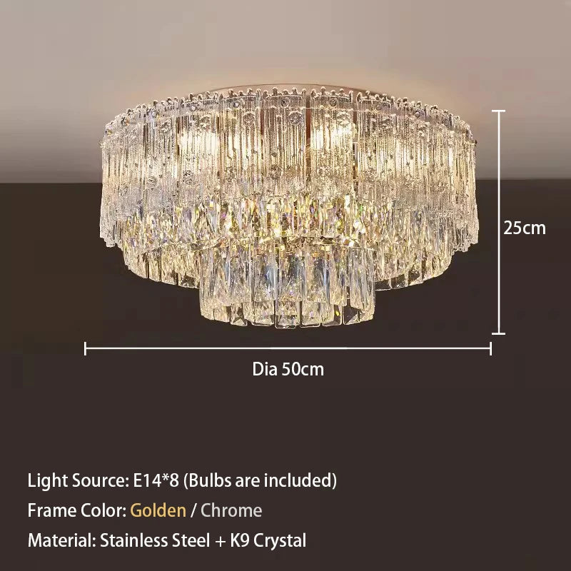Crystal Rectangle Big Ceiling Lights LED Ceiling Chandelier Living Room Led Lamparas Para Techo Lighting for Lustre Home Decor