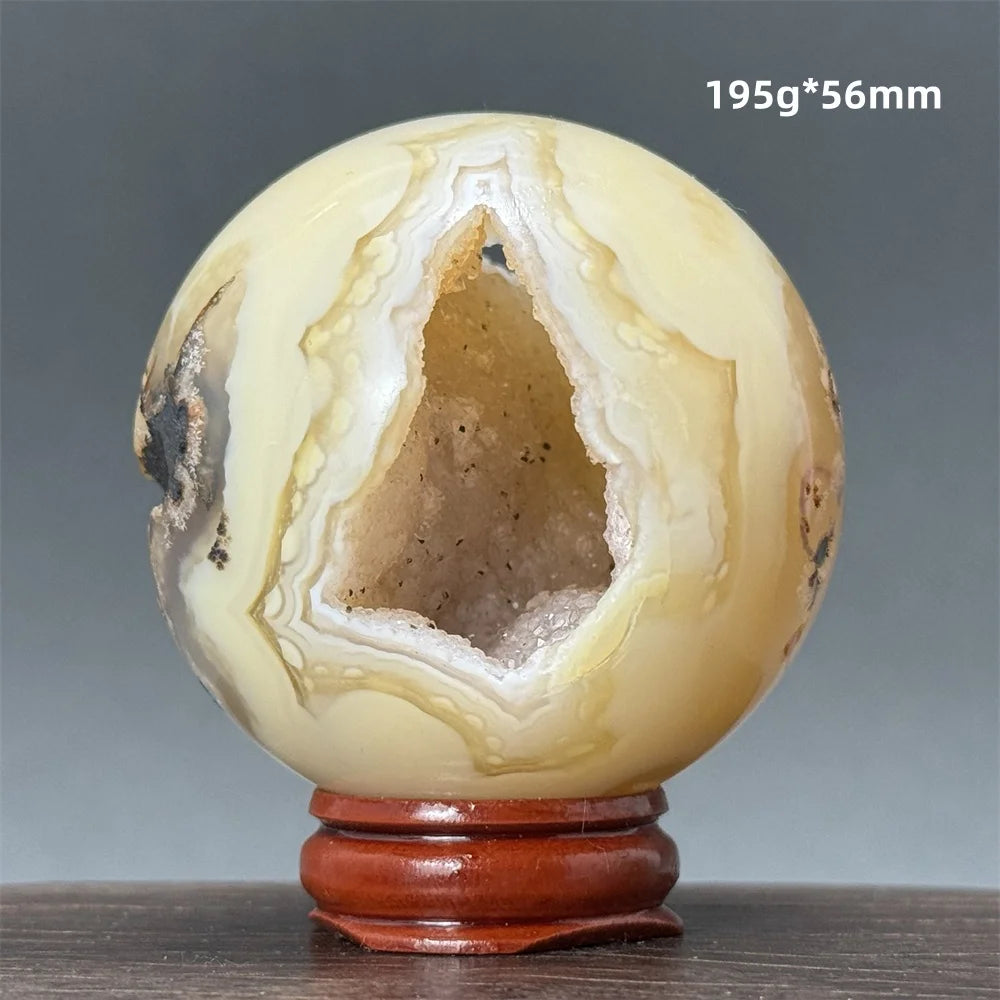 Natural Quartz Crystal Agate Open Mouth Smile Ball Treatment Reiki Witchcraft Meditation Spiritual Energy Home Decor