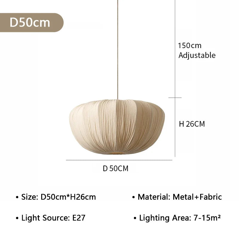 American Wabi Sabi Retro Fabric Pendant Light Living Dining Room Loft Cloth Chandelier Home Decor Bedroom Design Hanging Lamp