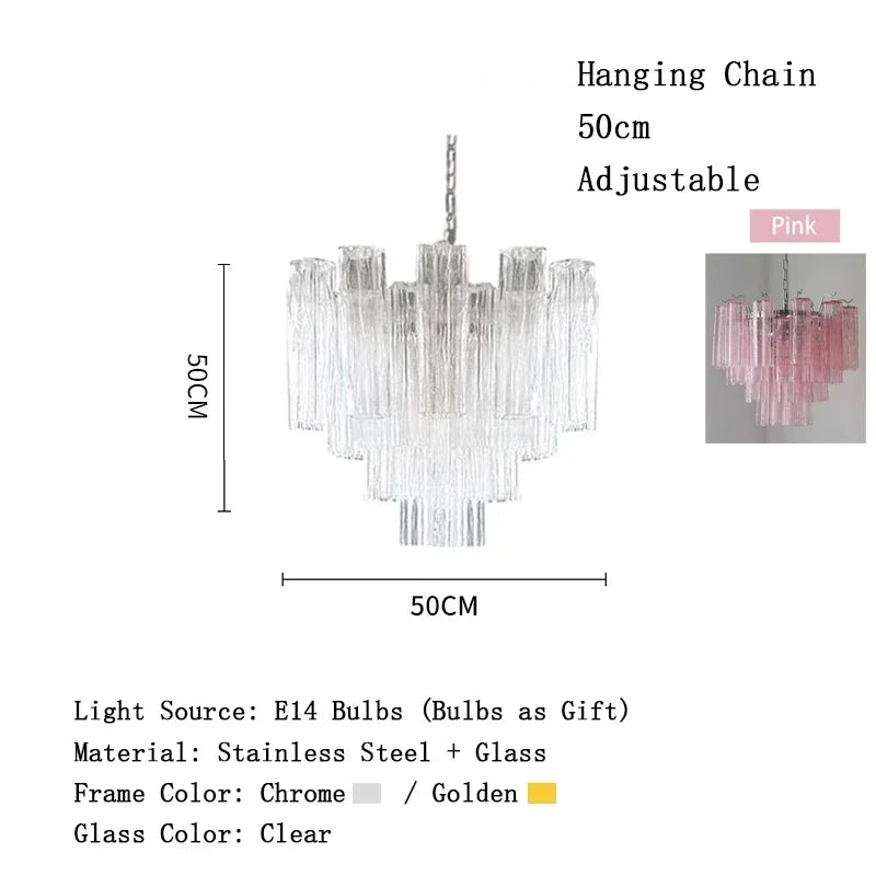 Luxury Italian Crystal Strips Murano Chandelier Customizable Ceiling Pendant Light for Villa Living Room High-End Home Decor