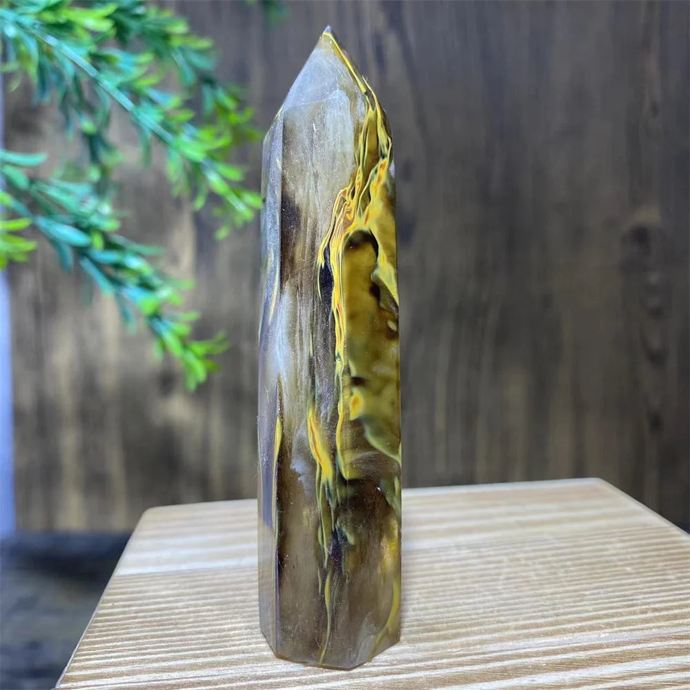 Smelting Fire Quartz Ghost Crystal Stone Point Tower Mineral Energy Healing Hexagonal Wand Home Decor Gift