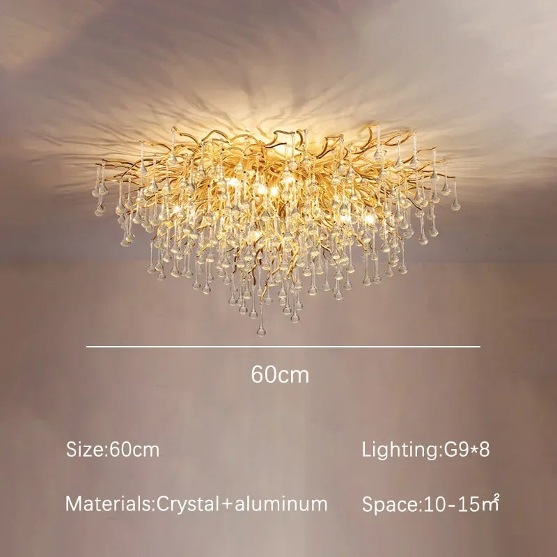 Luxury Gold Crystal Chandelier Modern Gold Ceiling Light for Dining Room Living Room Lobby Kitchen Home Decor