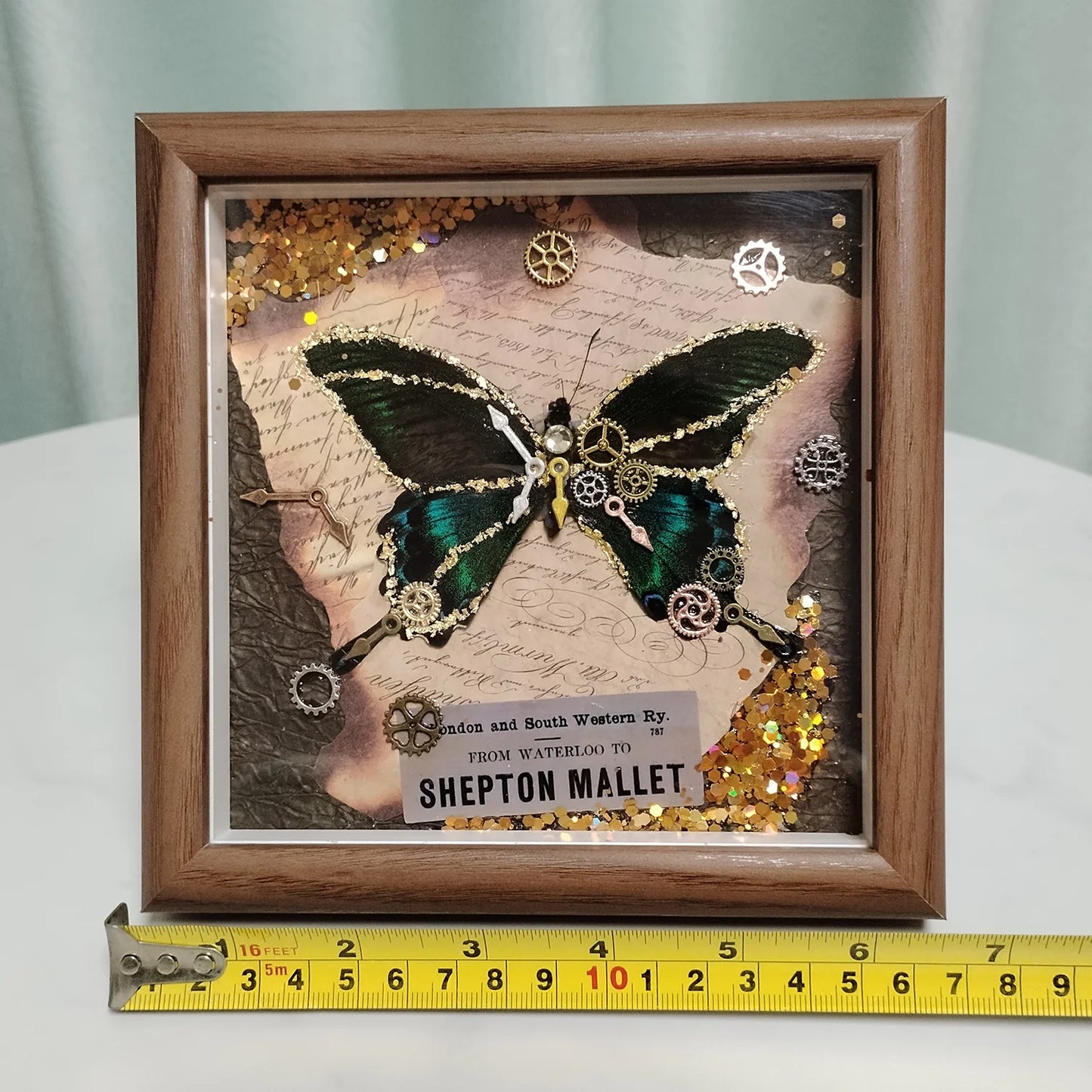 Real Butterfly Specimen Framed 3D Mechanical Butterflies Collection Punk Retro Style Handcraft Home Decor Education Unique Gift