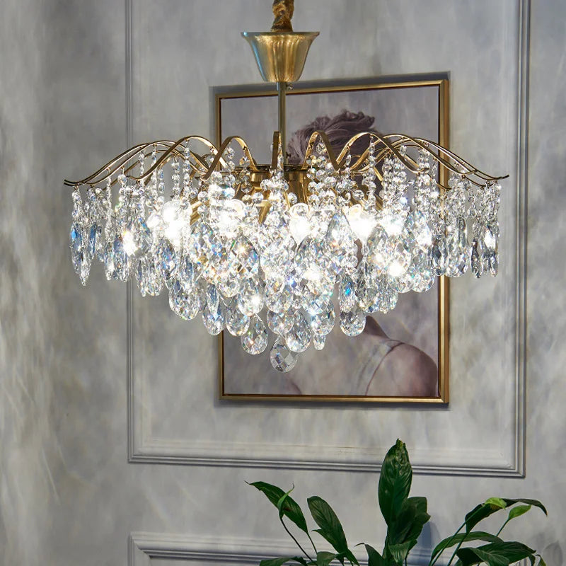 Modern High-end LED Crystal Chandelier Dining Table Living Room Bedroom Kitchen Luxury Pendant Lamp Home Decor Lighting Fixtures