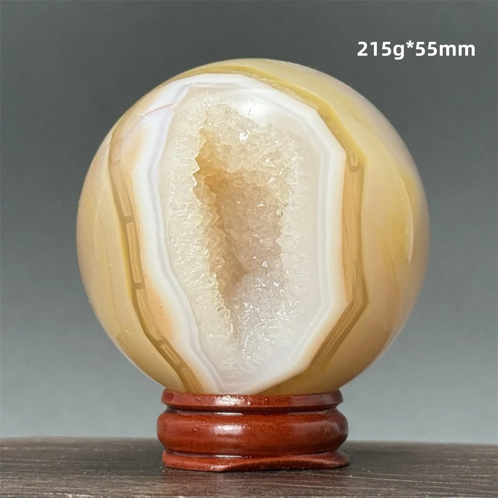 Natural Quartz Crystal Agate Open Mouth Smile Ball Treatment Reiki Witchcraft Meditation Spiritual Energy Home Decor