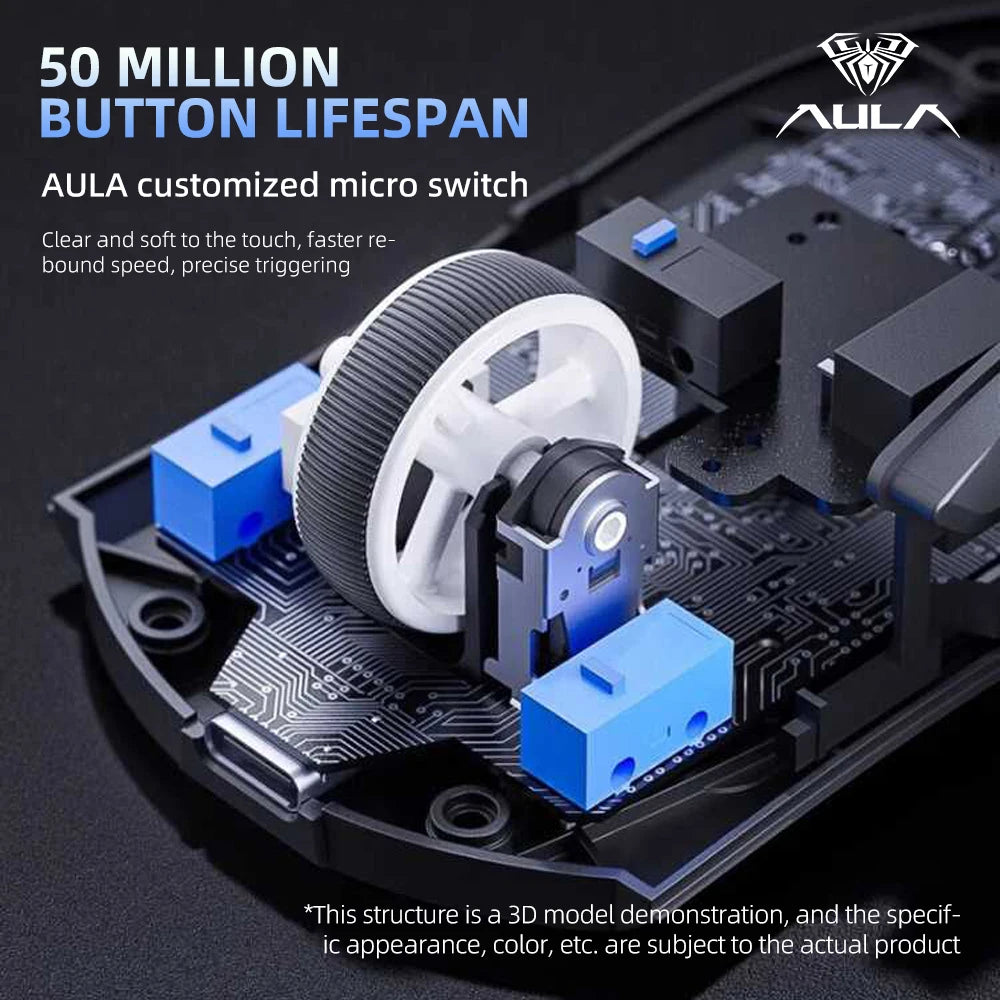 AULA SC380 Pro Gaming Mouse With Adjustable 12000 DPI PAW3311 Sensor Tri-Modes Wireless 59g Lightweight Mouse With Charging Base