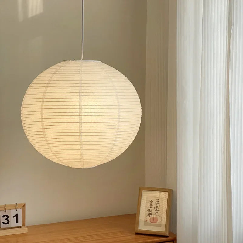 Japanese Style Minimalist Rice Paper Art Chandelier Restaurant Bedroom Hotel Tea Room Pendant Lamp Home Decor Lighting Fixtures