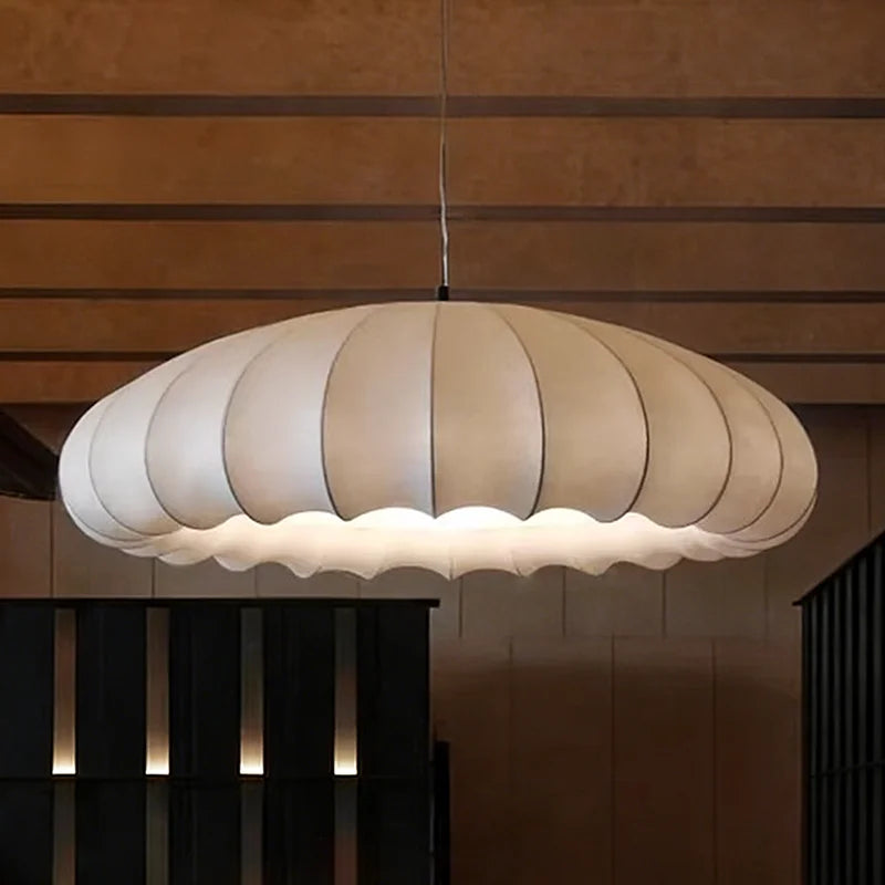 Japanese Wabi Sabi Fabric E27 Pendant Light Living Dining Room Minimalism Chandelier Designer Home Decor Bedroom Hanging Lamp