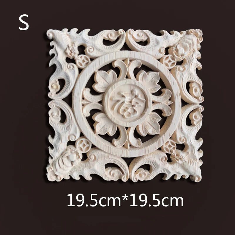 Wood Carving Onlays Appliques Decoration for Home Wood Decals for Furniture Wood Flower Crafting Wood Floral Home Decor Items