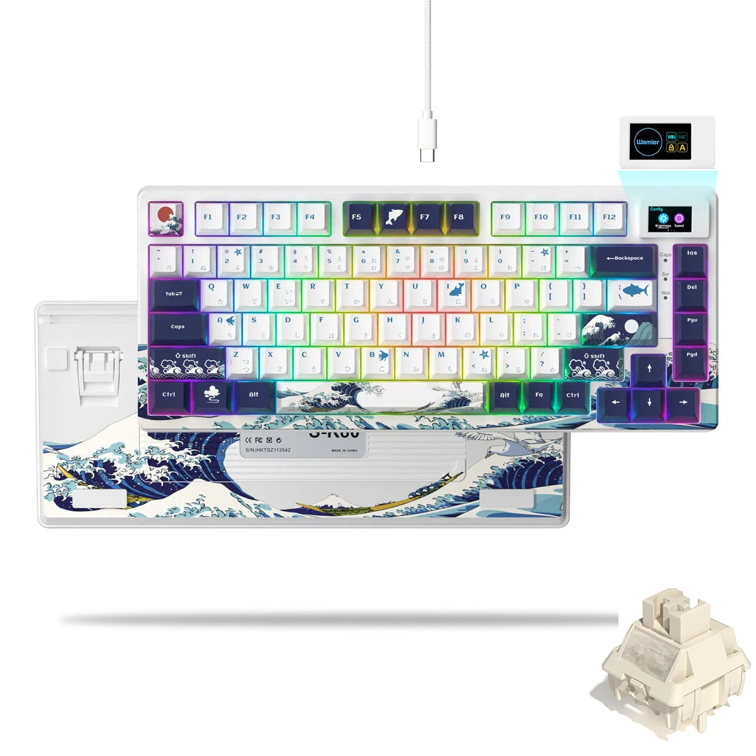 Womier S-K80 Green 75% Keyboard with Color OLED Display Mechanical Gaming Keyboard Hot Swap Keyboard Gasket Mount RGB  Keyboard