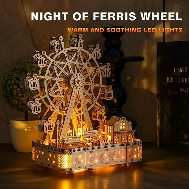 Wooden Ferris Wheel 3D Puzzle - DIY Creative Model, Home Decor, Holiday & Birthday Gift for Kids，Children's Model Puzzle