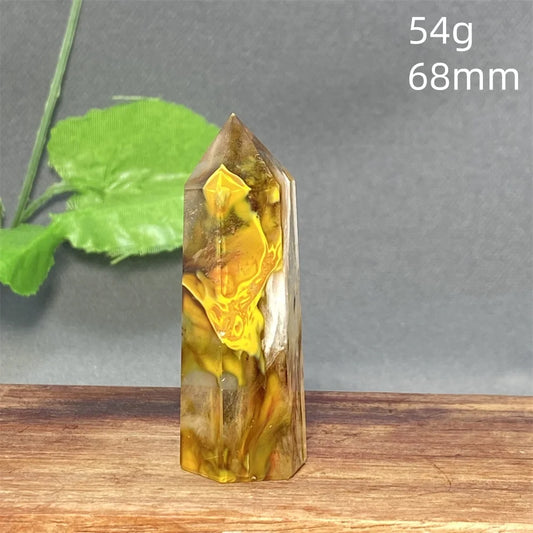 1PC Natural Tiger Skin Smelted Stone Crystal Tower Yellow Stripe Pyramid Obelisk Home Decor Gift