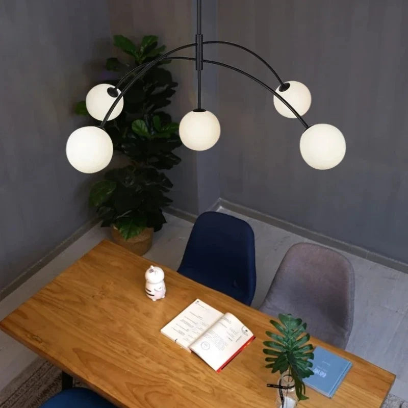 Modern Minimalist LED Ceiling Suspension Lamp Cream Ball Chandelier Home Decor for Lounge Lobby Bar Bedroom Dinning Indoor Light