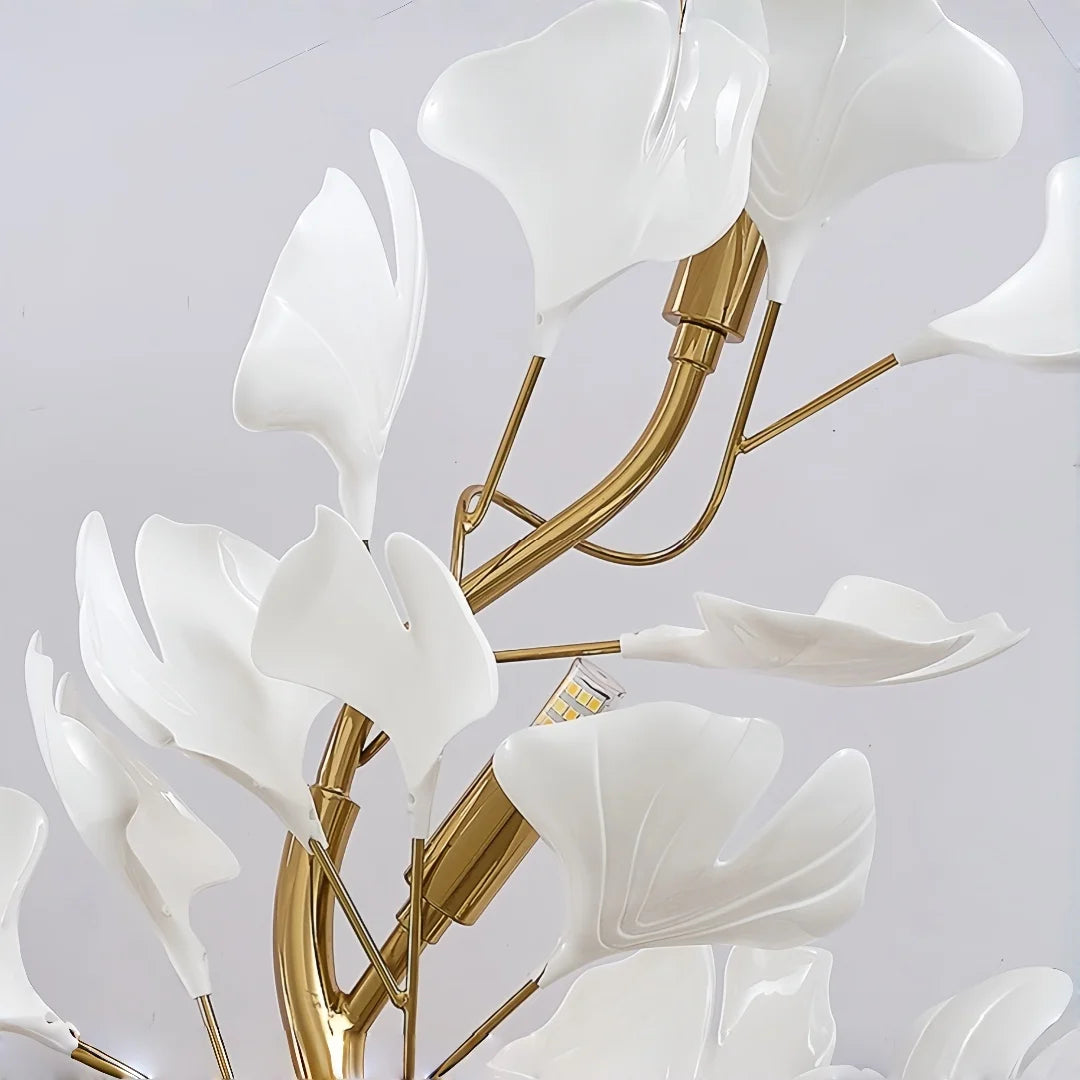 Luxury Gold Ginkgo Leaf Wall Sconce Modern LED Wall Lamp Creative Flower Wall Light Fixture for Bedroom Living Room Home Decor
