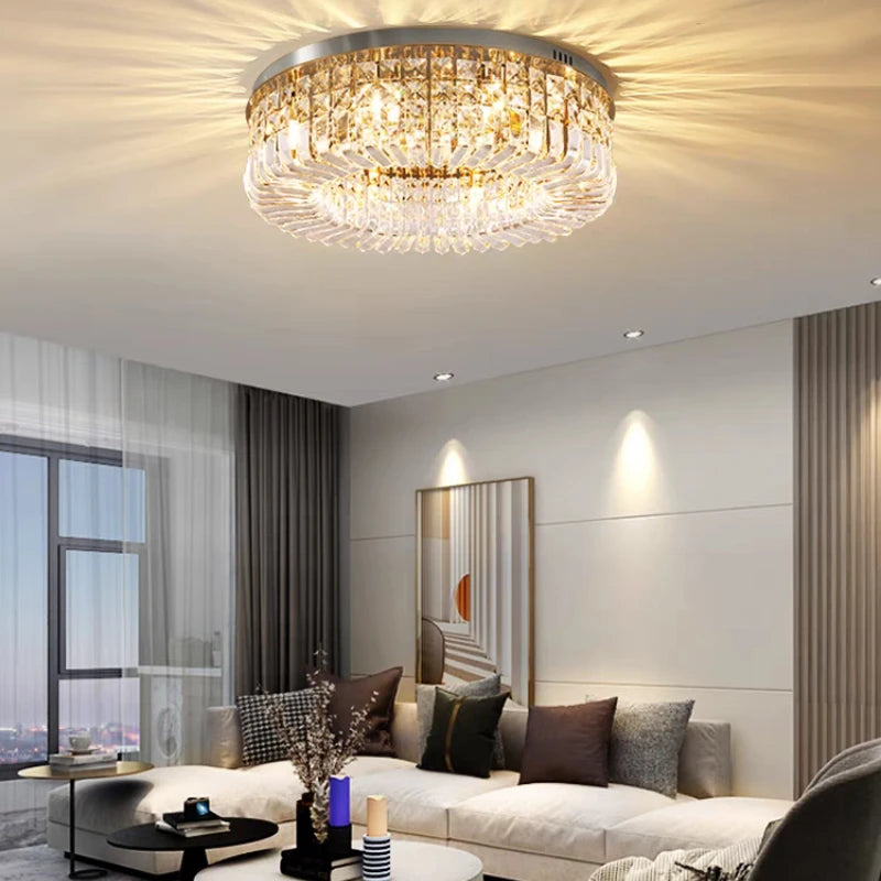 European Style Crystal Pendant Lamps for Bedroom Ceiling Modern Home Decor Ornaments Interior LightingLiving Room Lamps