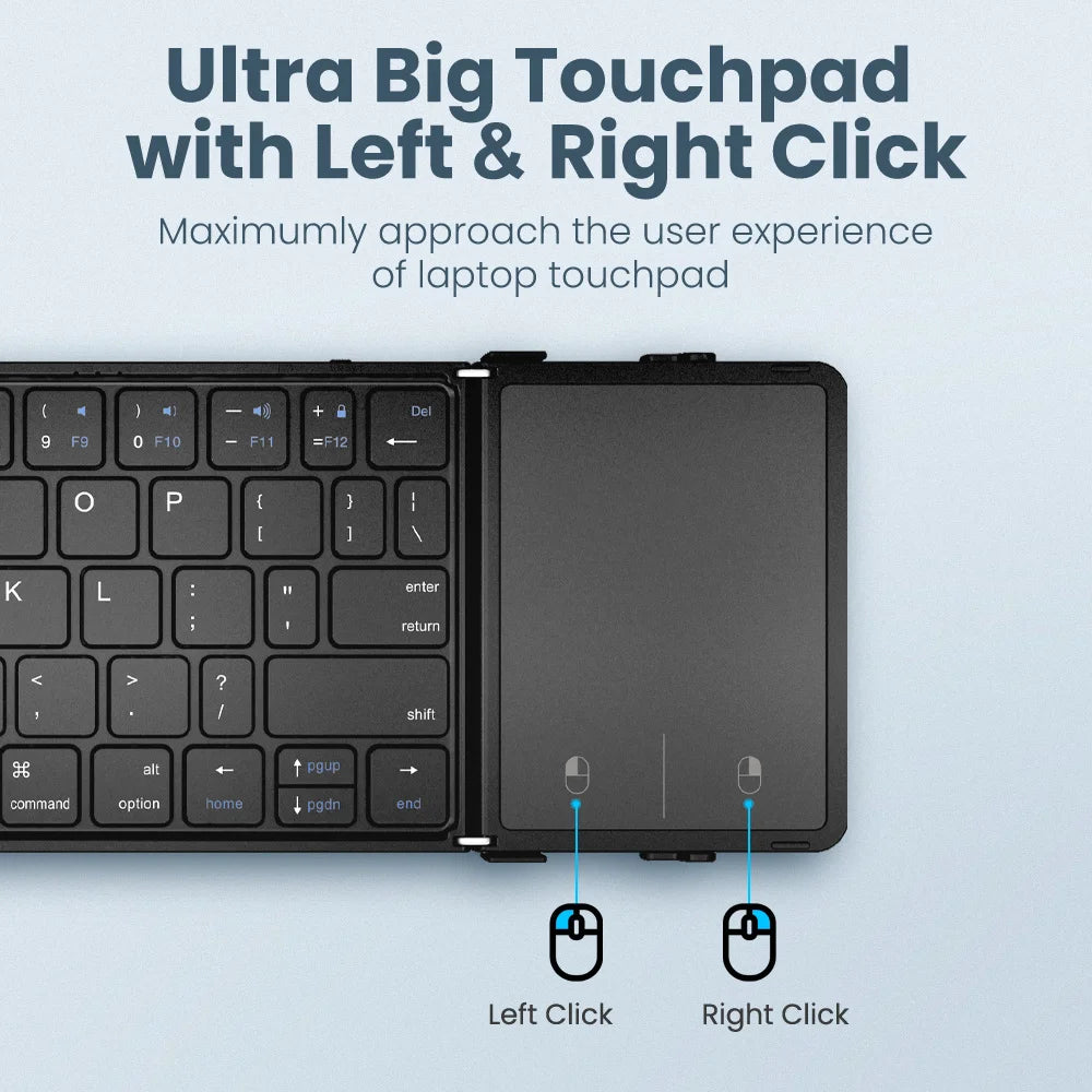 Hebrew/Korea/Russia/Korea Wireless Folding Keyboard with Touchpad Rechargeable Foldable Bluetooth Keyboard for Tablet Ipad