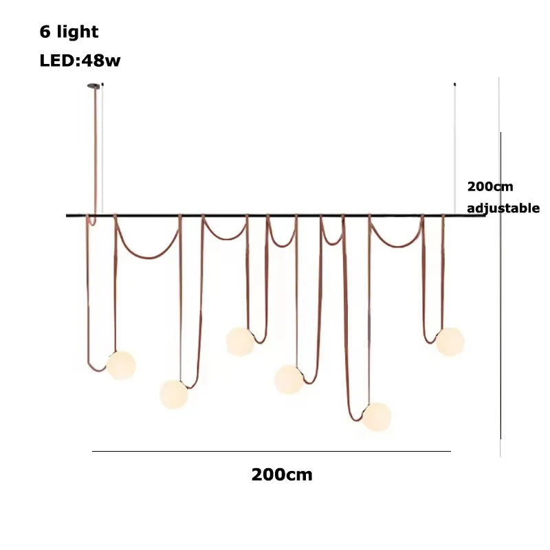 Modern Trendy Black Red Long Belt LED Chandelier Home Decor Lumunaire Indoor Lighting Lamp For Dinning Room Bar Bedroom