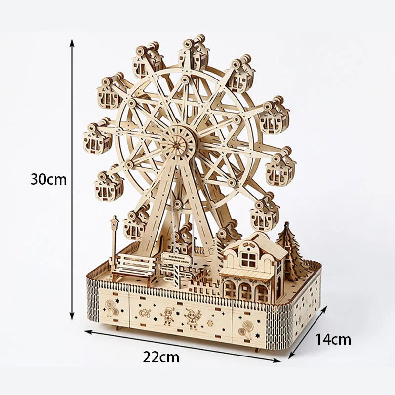 Wooden Ferris Wheel 3D Puzzle - DIY Creative Model, Home Decor, Holiday & Birthday Gift for Kids，Children's Model Puzzle