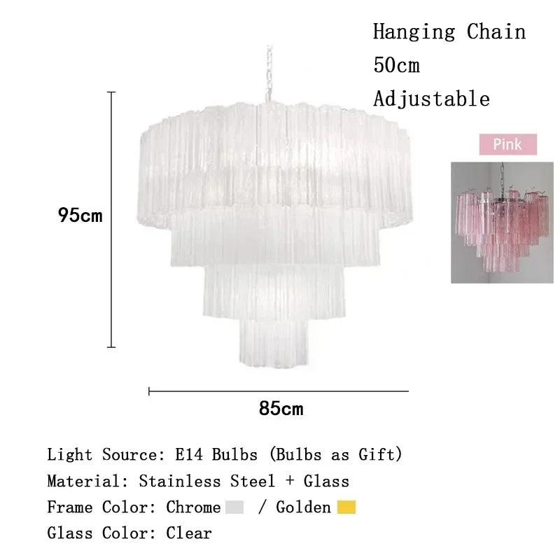 Luxury Italian Crystal Strips Murano Chandelier Customizable Ceiling Pendant Light for Villa Living Room High-End Home Decor