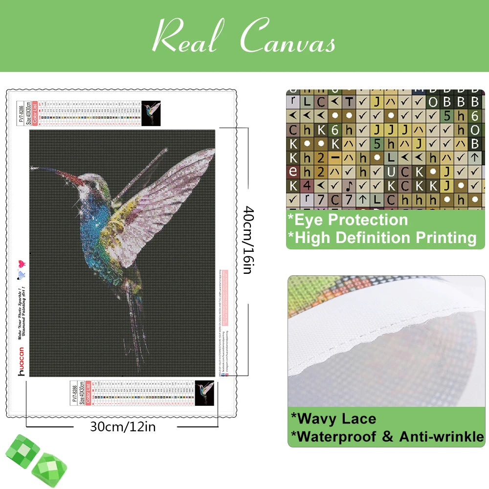 HUACAN 5D Phoenix Diamond Embroidery Animal Full Square Round Painting Bird Mosaic Rhinestone Pictures Home Decor