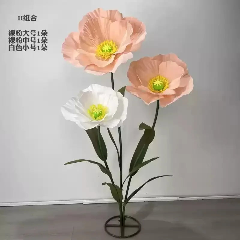 3PCS Large Paper Flowers Giant Artificial Flower Wedding Decoration Customized Artificial Flower Window Display Party Home Decor
