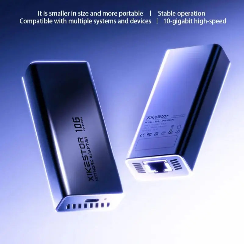 XikeStor USB to 10GbE Type-C Adapter, Thunderbolt 3/4/5 Compatible, with USB Cable