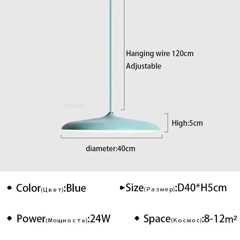 Modern Macaron UFO Led Pendant Lamp Restaurant Kitchen Hotel Table Living Room Round Indoor Chandelier Home Decor Hanging Lamp